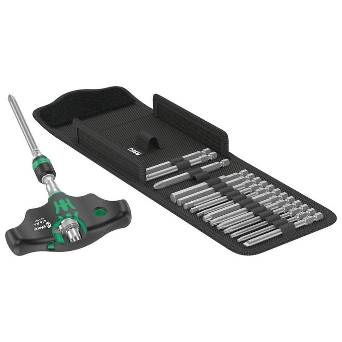 Wera 05023471001 Kraftform Kompakt 400 RA Set di Giraviti a Cricchetto con Impugnatura a T 17 Pezzi Tecnologia Rapidaptor Colore Nero Verde Wera 05023471001 Kraftform Kompakt 400 RA Set di Giraviti a Cricchetto con Impugnatura a T 17 Pezzi Tecnologia Rapidaptor Colore Nero Verde