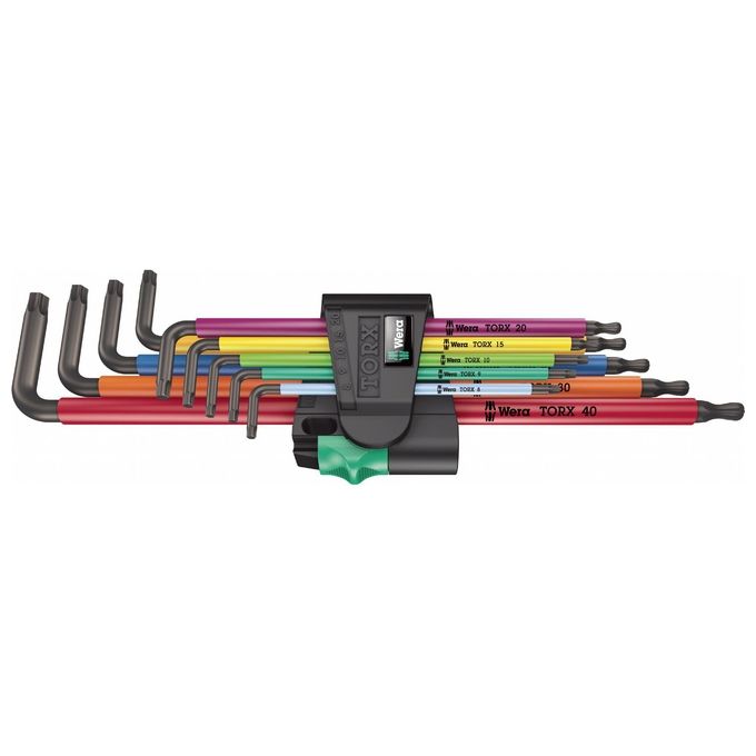 Wera 05024480001 967-9 TX XL Set di chiavi esagonali a L Metrico 9 pezzi con estremita' sferica e rivestimento BlackLaser colore Multicolore