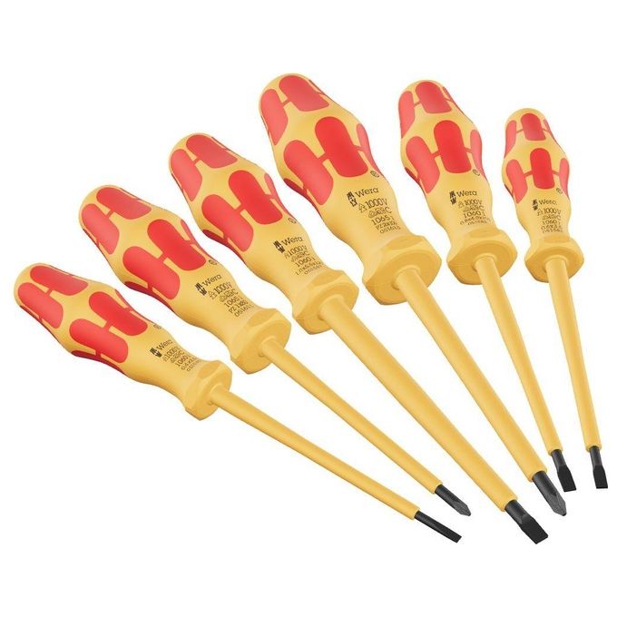 Wera 05051576001 1060 i-1065 i-6 VDE Assortimento Cacciaviti Isolati VDE 6 Pezzi Impugnatura Kraftform Punta Wera Black Point colore Rosso Giallo Wera 05051576001 1060 i-1065 i-6 VDE Assortimento Cacciaviti Isolati VDE 6 Pezzi Impugnatura Kraftform Punta Wera Black Point colore Rosso Giallo