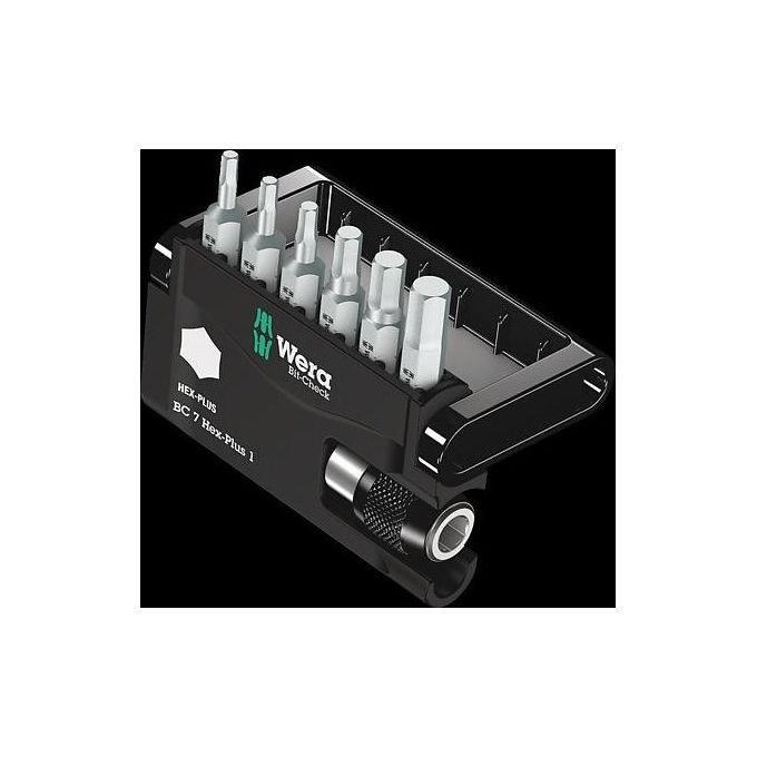 Wera 05056168001 Bit-Check 7 Set di Punte Hex-Plus con Portapunta Rapido 6 Pezzi colore Nero