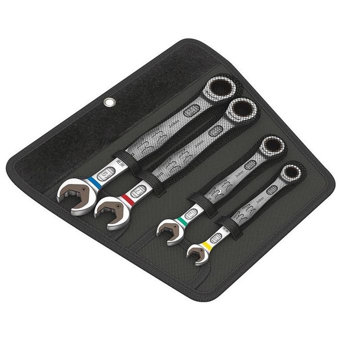 Wera 05073290001 JOKER Set di Chiavi Combinato a Cricchetto 4 Pezzi 10-13-17-19 mm con Custodia Pieghevole colore Acciaio inossidabile