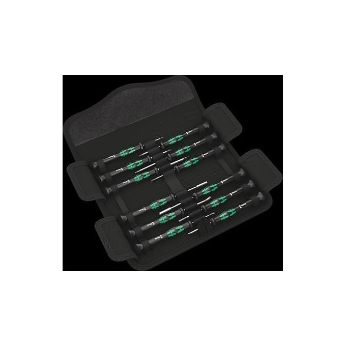 Wera 05073677001 Kraftform Micro 12 Electronics 1 Set di cacciaviti di precisione 12 pezzi con impugnatura ergonomica e punte Black Point colore Nero