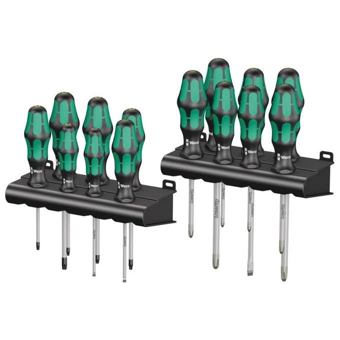 Wera 05105630001 Kraftform Plus Serie 300 Set di 14 cacciaviti con impugnatura ergonomica Kraftform Plus punta Lasertip e trova-utensili Take it easy colore Nero