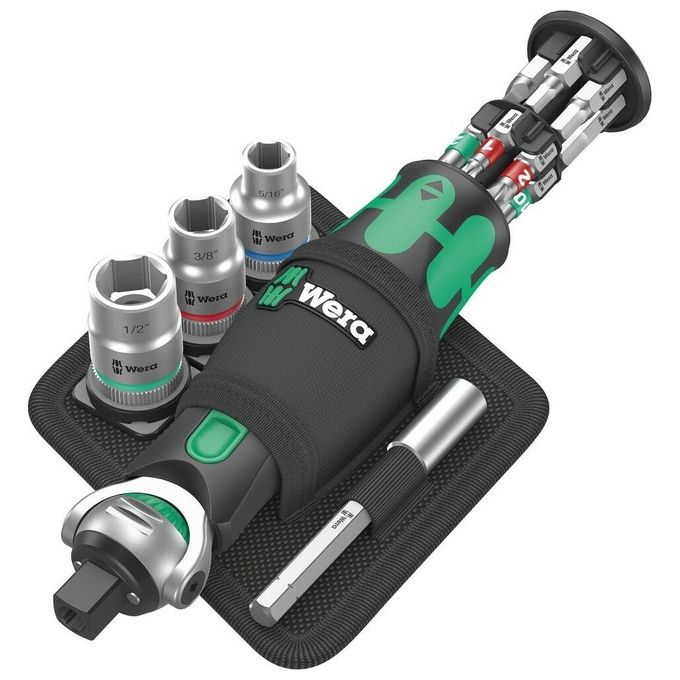 Wera 8009 ZYKLOP POCKET SET IMPERIAL 2 Set di chiavi a cricchetto con portabit integrato 18 pezzi testa ribaltabile 5 posizioni 72 denti angolo di ritorno 5° colore Nero Verde Wera 8009 ZYKLOP POCKET SET IMPERIAL 2 Set di chiavi a cricchetto con portabit integrato 18 pezzi testa ribaltabile 5 posizioni 72 denti angolo di ritorno 5° colore Nero Verde