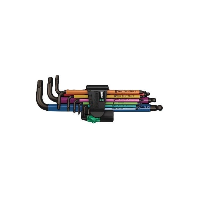 Wera 950 SPKL-9 SM N Hex-Plus Set Chiavi a Brugola a L Metriche BlackLaser 9 Pezzi Punta a Sfera colore Nero