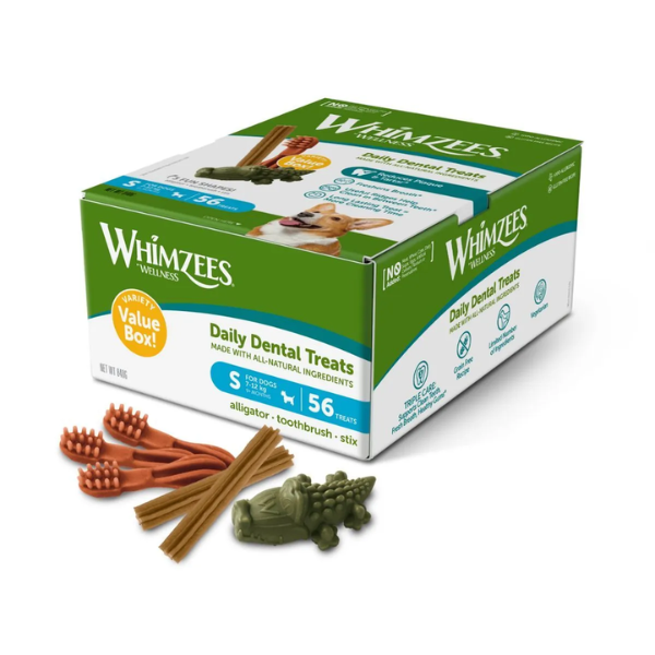 Whimzees Dog Variety Value Box Snack dentale Naturale per cani Small: per cani 7-12 kg - 1° ORDINE? scegli tra BZR5 - BZR20 + 200 pt fedeltà