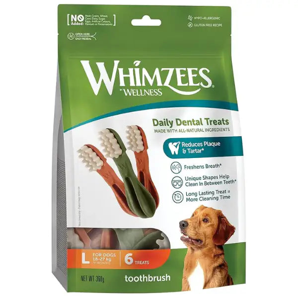 Whimzees Snack dentale Naturale Spazzolino Large 6 Stick - 1° ORDINE? scegli tra BZR5 - BZR20 + 200 pt fedeltà
