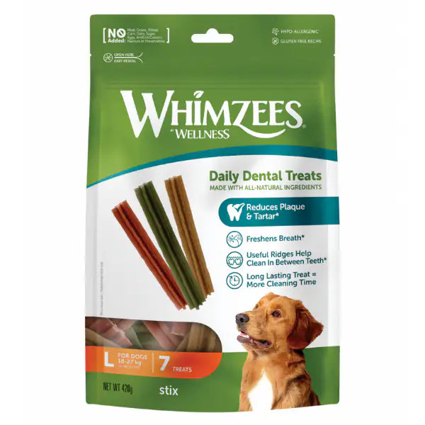 Whimzees Snack dentale Naturale Stix Large 6+1 Stick - confezione da 2 pezzi - 1° ORDINE? scegli tra BZR5 - BZR20 + 200 pt fedeltà