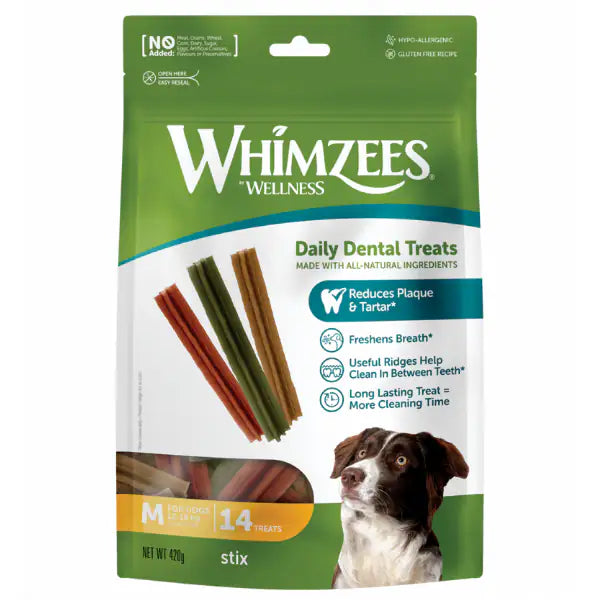 Whimzees Snack dentale Naturale Stix Medium 14 Stick - confezione da 2 pezzi - 1° ORDINE? scegli tra BZR5 - BZR20 + 200 pt fedeltà