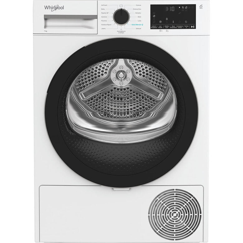 Whirlpool C WD R47M WBS IT, Capacità 7kg, classe C, colore White, Display digitale XL, porta nera, Slim Profondità mobile: 46 cm, Wi-Fi