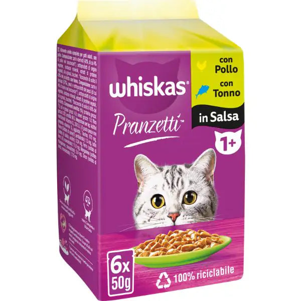 Whiskas Adult Pranzetti in salsa Multipack 6x50 gr Mari e Monti - 1° ORDINE? scegli tra BZR5 - BZR20 + 200 pt fedeltà