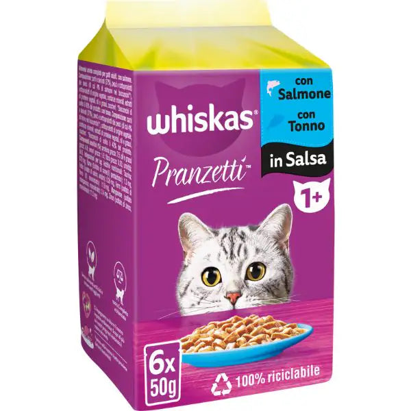Whiskas Adult Pranzetti in salsa Multipack 6x50 gr Pesce - 1° ORDINE? scegli tra BZR5 - BZR20 + 200 pt fedeltà