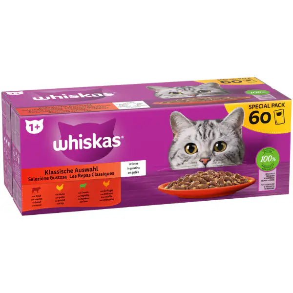 Whiskas Core Selezione Gustosa Multipack 60x85 gr 20x Manzo 20x Pollo 20x Tacchino 20x Agnello - 1° ORDINE? scegli tra BZR5 - BZR20 + 200 pt fedeltà