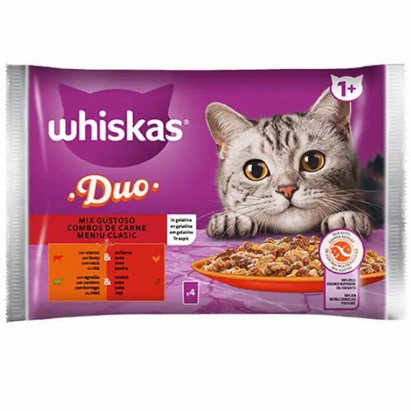 Whiskas Duo Multipack 4 pezzi da 85 gr Mix combo Carne - 1° ORDINE? scegli tra BZR5 - BZR20 + 200 pt fedeltà Whiskas Duo Multipack 4 pezzi da 85 gr Mix combo Carne - 1° ORDINE? scegli tra BZR5 - BZR20 + 200 pt fedeltà