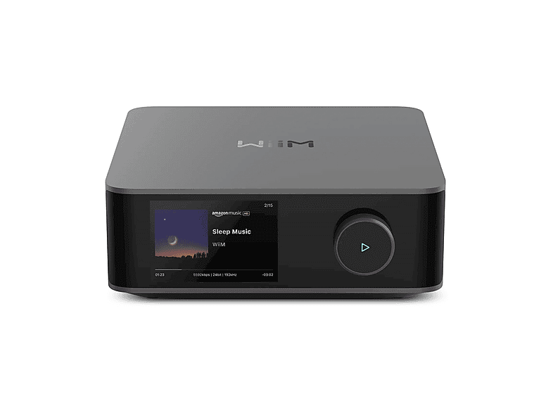 WiiM Amp Ultra con Voice Remote 2, Amplificatore Streaming 100W e Doppi Amplificatori, Touchscreen, EQ RoomFit, Controllabile tramite APP, Ingressi HDMI ARC - Ottici RCA, Connettività Versatile TV, Giradischi, CD Player, Subwoofer, Speakers, Cuffie. Nero