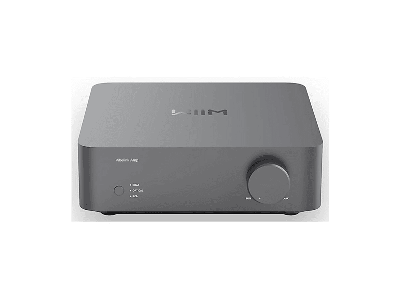 WiiM Vibelink Amp, Amplificatore di Potenza da 100W compatibile con Mini-Pro-Pro Plus e Ultra, Ingressi RCA, Coassiale Ottico. Colore Grigio