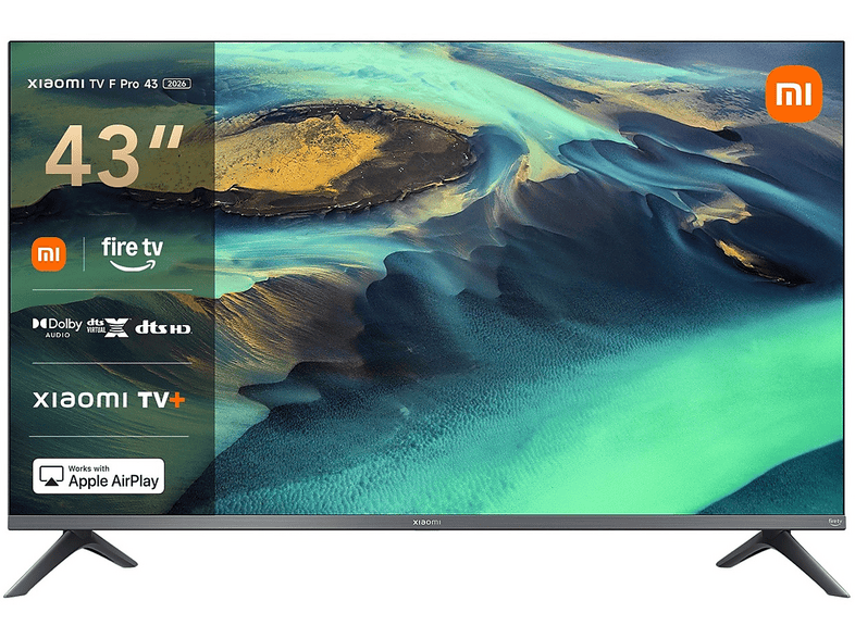 XIAOMI 43 F PRO 2026, Smart TV, ", QLED, Fire 4K UHD, HDR10+, Basic AI, Filmmaker, Apple AirPlay, Supporta Miracast, Alexa integrata, Black, Classe