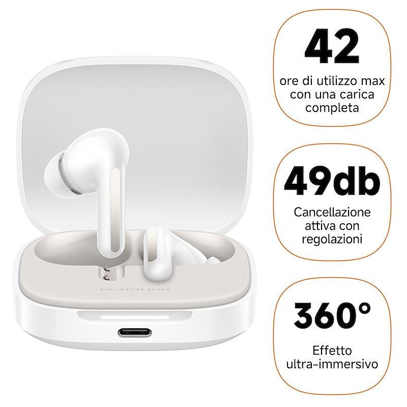 Xiaomi - Auricolare Bluetooth Redmi Buds 6-cloud White
