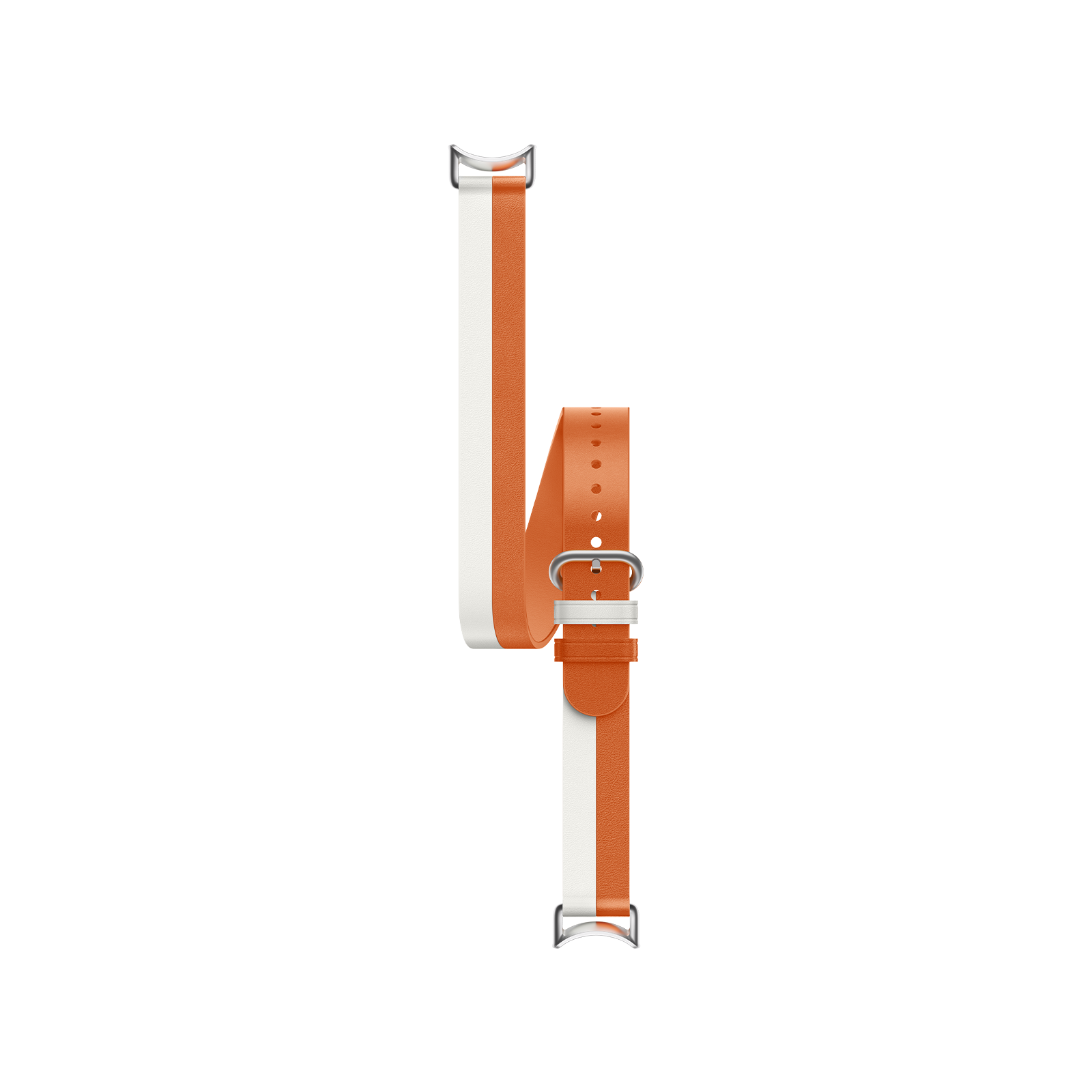 Xiaomi Band 8/9/10 Dual-tone Leather Strap White and Orange White and Orange