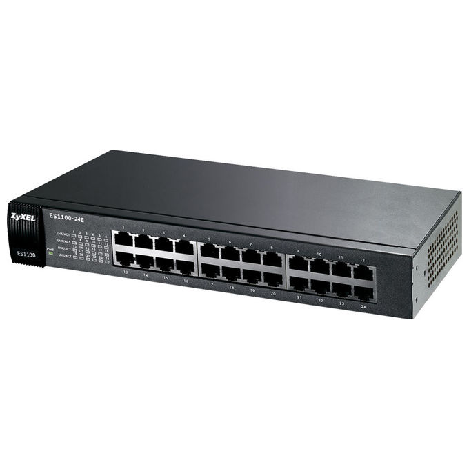 ZYXEL ES1100-24E-EU01F Switch Non Gestito 24 Porte Fast Ethernet 10-100 Mbps Stackabile Supporto Jumbo Frame colore Nero ZYXEL ES1100-24E-EU01F Switch Non Gestito 24 Porte Fast Ethernet 10-100 Mbps Stackabile Supporto Jumbo Frame colore Nero