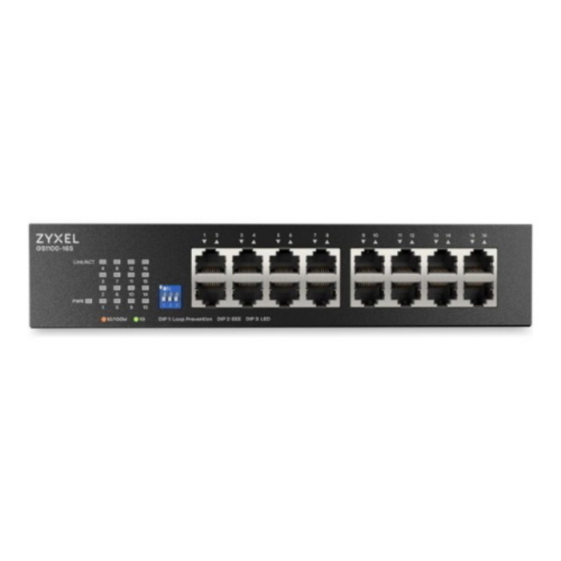 Zyxel gs1100-16s-eu0101f switch non gestisto 16 porte gigabit desktop montabile su rack Zyxel gs1100-16s-eu0101f switch non gestisto 16 porte gigabit desktop montabile su rack