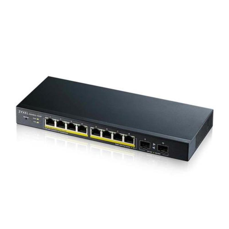 Zyxel gs1900-10hp-eu0102f switch gestito l2 8 x 10/100/1000 (poe+) + 2 x gigabit sfp poe+ (77 w) nero