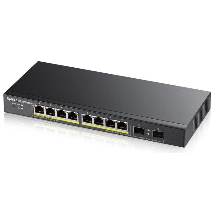 Zyxel GS1900-10HP Switch Gestito L2 8 Porte Gigabit Ethernet PoE 77W 2 Slot SFP 20 Gbit-s colore Nero Zyxel GS1900-10HP Switch Gestito L2 8 Porte Gigabit Ethernet PoE 77W 2 Slot SFP 20 Gbit-s colore Nero