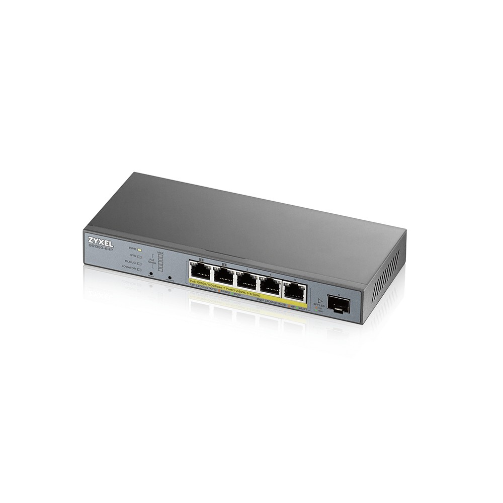 Zyxel Switch Managed Per Cctv: 5 Porte Gigabit Poe (Budget 60W) + 1 Porta Sfp Nflex